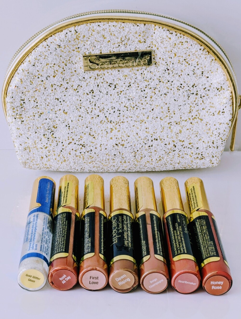 Warm & Neutral SeneGence LipSense Collection 6 Colors + 1 Gloss With Glitter Bag